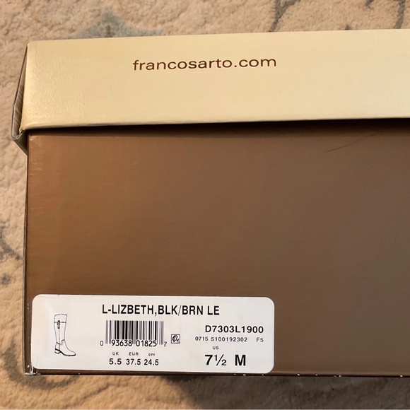 Franco Sarto “Lizbeth” Women’s Leather Riding Boots Black/Tan 7.5 M - Picture 7 of 7